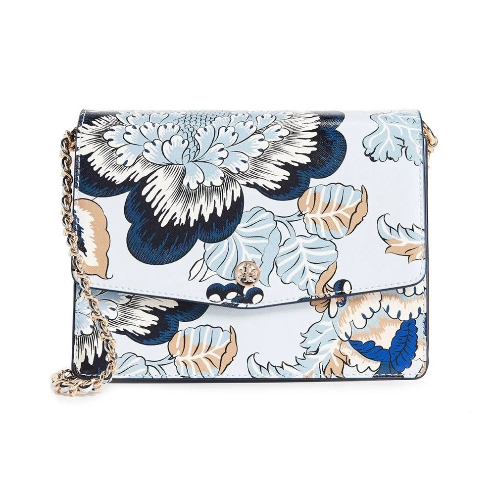 Tory Burch Robinson Floral Convertible Shoulder Bag - Blue Happy Times